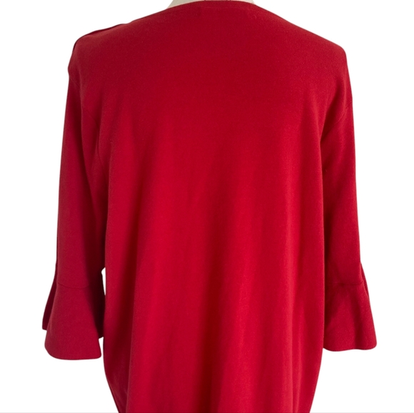 Lauren Ralph Lauren Red knit cotton blend midi sweater dress formal event 2X - Picture 11 of 15